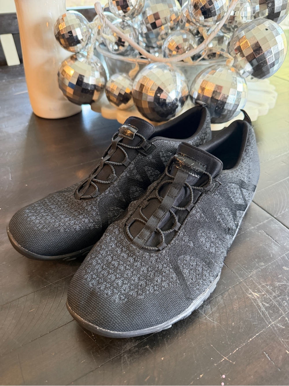 Skechers Slip-On Black Knit Athletic Sneakers